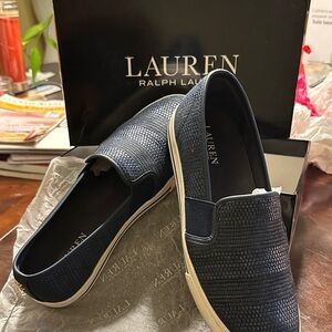 Women Lauren Ralph Lauren Textured Navy Loafers